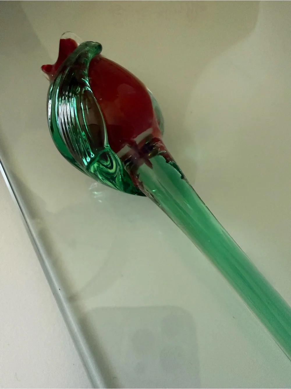 Art Glass Red & Green long 14” Czech Repablic